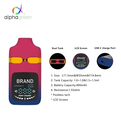 Dual Tanks Postless Thick Roj Vaporizer Nrog Lub Cev Blinkers